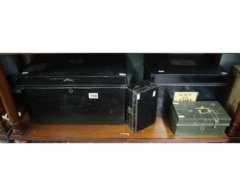 3 vintage cash boxes &amp; deed box 