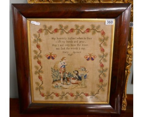 Sampler in rosewood frame- Approx IS: 40cm x 43cm 