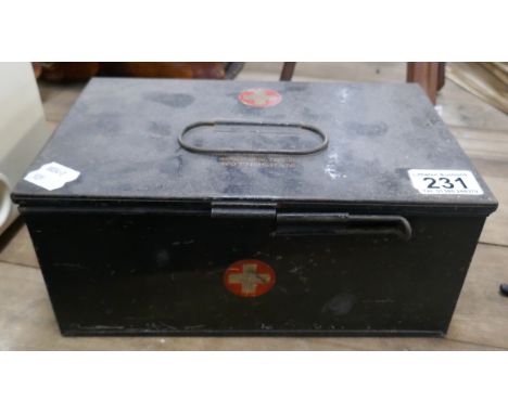 Vintage boots first aid metal box with printed sling 
