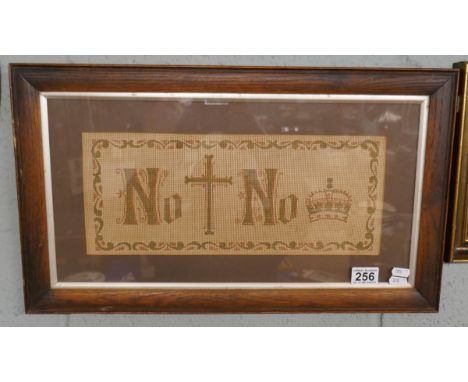 Victorian sampler - No Faith No Crown- Approx IS: 40cm x 16cm 