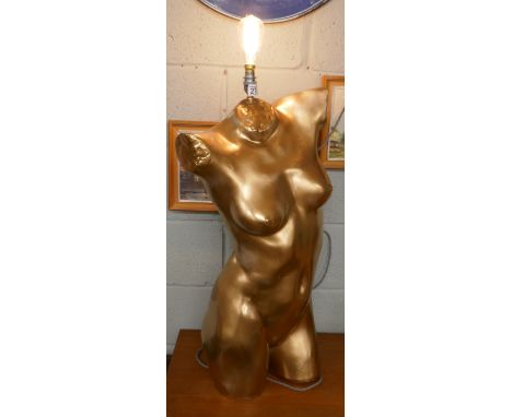 Gilt bust lamp in working order - Approx H: 94cm 