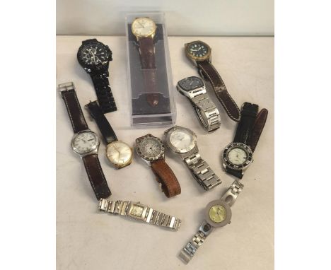 A mixed lot of ladies and gentleman's wristwatches to include Skonda, Fossil, Storm, Rotary and Swatch, Location: Porters 