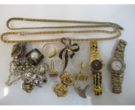 A mixed lot of costume jewellery and watches to include ladies Gucci watch 