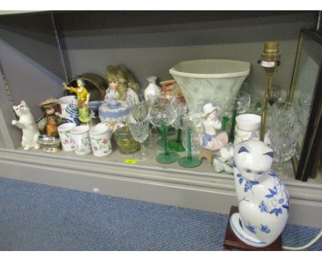 A mixed lot to include a Beswick cat, Nao figures, Wedgwood Jasperware and other itemsLocation: 