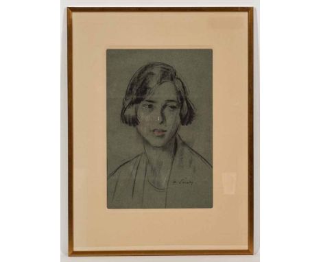 * PHILIP NAVIASKY (BRITISH 1894 - 1982),
PORTRAIT OF A YOUNG GIRL
charcoal and chalk on paper, signed
45.5cm x 30.5cm
Mounted