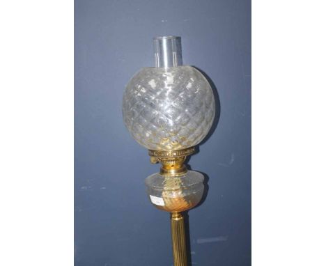 BRASS OIL LAMP 
with glass shade