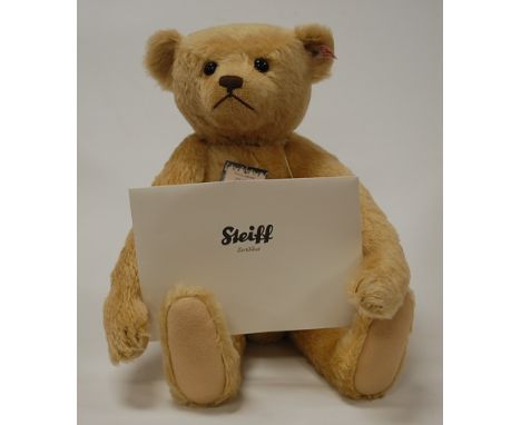 A modern Steiff teddy-bear 'Jubilee', in blond mohair, having button in ear, growler and jointed limbs, limited edition No.24