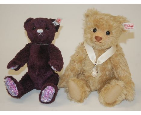 A modern Steiff teddy-bear 'Amethyst', in purple mohair, with button to ear and jointed body, limited edition No.1345 of 2000