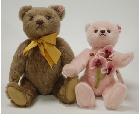 A modern 'The Steiff 50th Anniversary Bear', in caramel mohair, having button to ear, with growler and jointed body, limited 