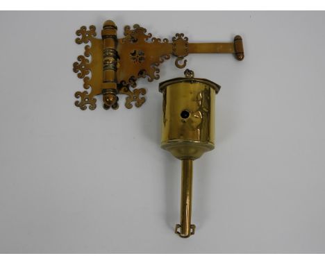 Victorian Brass Clockwork Meat Spit - with Ornate Adjustable Wall Bracket 