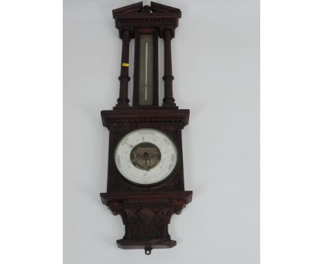 Carved Oak Barometer 