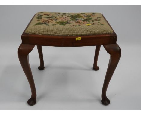 Stool on Cabriole Legs with Tapestry Upholstered Top 