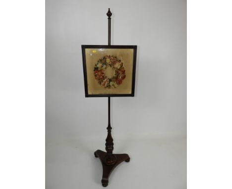Victorian Mahogany Tapestry Pole Screen 