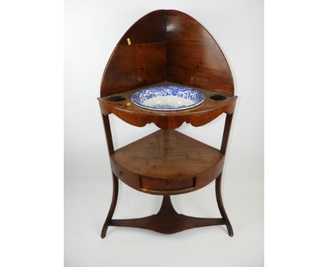 Victorian Mahogany Corner Washstand with Spode Bowl 