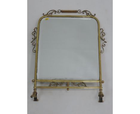 Victorian Brass Mirrored Fire Screen - 18x29” 