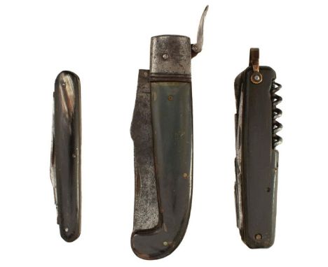 THIRTEEN POLISHED HORN HANDLED CLASP OR POCKET KNIVES, to include makers: Blackwell, Wheatley Bros, Richartz (Lamp Post), Ump