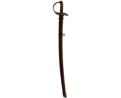 AN ITALIAN INFANTRY OFFICER'S SWORD, 80.5cm fullered blade, regulation steel stirrup hilt, wire bound fishskin grip, containe