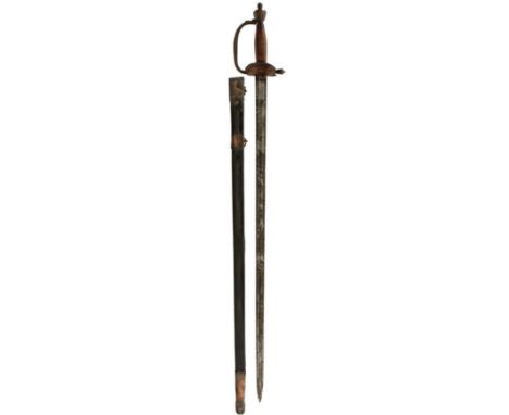 A 1796 PATTERN INFANTRY OFFICER'S SWORD, 78.5cm fullered blade with traces of etched decoration, patinated, regulation copper