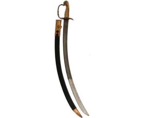 AN 1803 PATTERN INFANTRY OFFICER'S SWORD TO THE ROYAL MARINES, 74cm curved blade decorated with scrolling foliage, stands of 