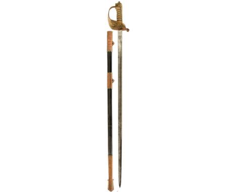 A ROYAL NAVAL OFFICER'S SWORD, 80cm blade decorated with scrolling foliage, crowned fouled anchor and crowned Royal arms, reg