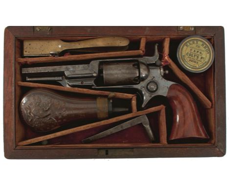 A CASED .31 CALIBRE FIVE-SHOT COLT SIDE HAMMER OR ROOT POCKET REVOLVER, 3.5inch sighted barrel stamped with the manufacturer'