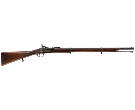 A .577 OBSOLETE CALIBRE SNIDER ENFIELD TWO-BAND RIFLE BY THE LAC, 33inch over all barrel length, fitted with ramp and ladder 