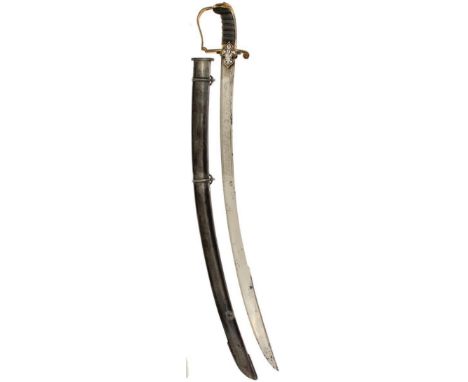 A RARE 1807/08 PATTERN 10TH LIGHT DRAGOONS OR HUSSARS OFFICER'S SWORD, 79cm curved clipped back blade decorated with stylised