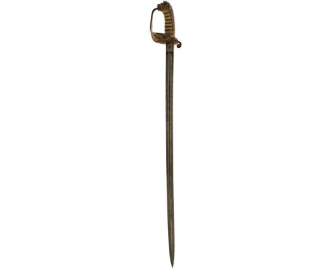 A VICTORIAN IRISH NAVAL OFFICER'S SWORD, 75cm fullered blade etched with scrolling foliage, crowned Royal arms, crowned foule