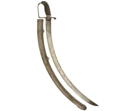 A GEORGIAN CAVALRY OFFICER'S SWORD TO THE 19TH LIGHT DRAGOONS, 70cm sharply curved blade profusely etched with scrolling foli