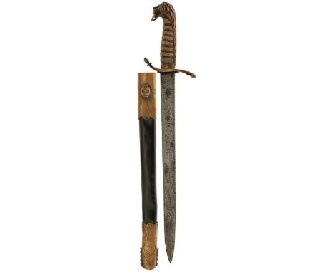 A RARE 1856 PATTERN NAVAL DIRK, 34.5cm blade decorated with scrolling foliage, crowned fouled anchor, crowned VR cypher and m