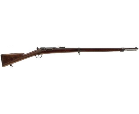 AN 11MM OBSOLETE CALIBRE FRENCH MODEL 1866 CHASSEPOT NEEDLE FIRE SERVICE RIFLE, 37inch over all barrel length, fitted with ra