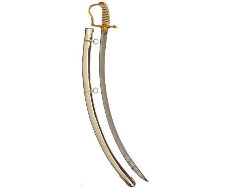 A GEORGIAN SCOTTISH OFFICER'S PRESENTATION SABRE TO THE PERTHSHIRE MILITIA, 77cm sharply curved blade profusely etched, virtu