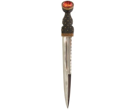 A VICTORIAN SCOTTISH BLACK WATCH OFFICER'S REGIMENTAL DIRK BY KIRKWOOD OF EDINBURGH, 27.5cm double fullered blade with facete