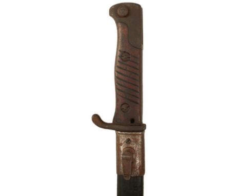 A GERMAN K98 LONG BAYONET, marked to the 9th Jaeger Regiment, complete with scabbard. 