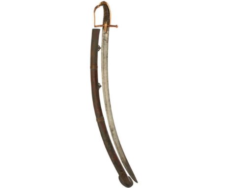 A LATE 18TH CENTURY CONTINENTAL HUSSARS SABRE, 81cm curved blade, sharpened for use, marked Klingenthal on the back edge, reg