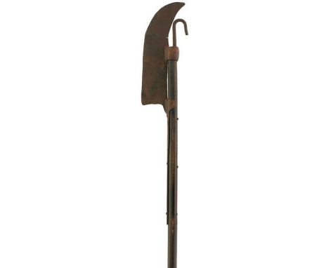 A SCOTTISH LOCHABER AXE IN THE 18TH CENTURY MANNER, 39cm elongated head drawn to an upturned tip and fitted with securing rin