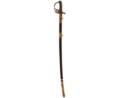 A WILLIAM IV 1822 PATTERN INFANTRY OFFICER'S LEVEE SWORD, 76.5cm clean pipe backed blade with spear point, etched with crowne