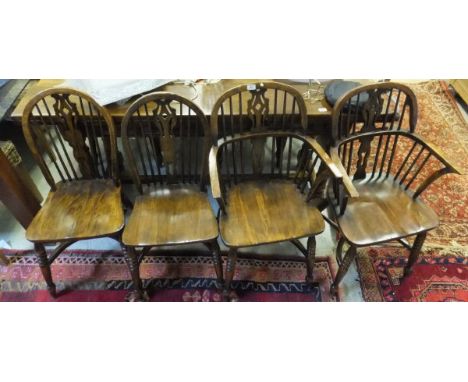 A set of eight modern stick back dining chairs with crinoline stretchers in the 18th Century taste (6 plus 2)