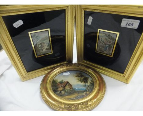 A collection of pictures comprising two coloured engravings - one depicting "Diana the Huntress", the other of "Flora", toget