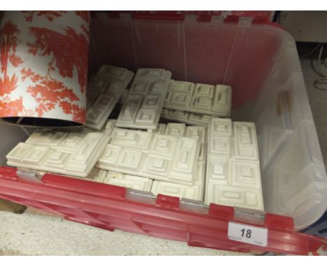 A collection of eight various cylindrical lamp shades, together with a box containing approx 2 m² of Frank Lloyd Wright inspi