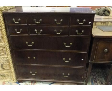 A circa 1900 mahogany chest of six short over three long drawers, on bracket feet