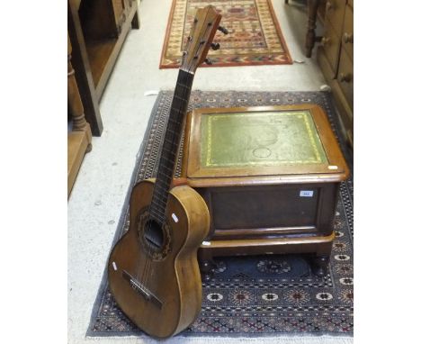 A Victorian mahogany commode together with a Spanish acoustic guitar