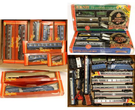 Hornby Railways OO Gauge Two Sets R548 Flying Scotsman and R546 Inter City 125 (both G boxes F, taped) R685 Coronation LMS 62