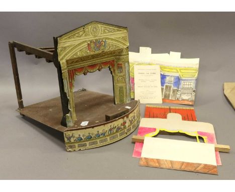 Pollocks Toy Theatre with stage lighting and assorted figure and scenery sets