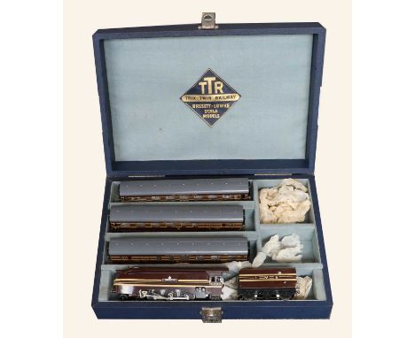 Trix Twin Railway (Bassett-Lowke) Coronation Scot Set consisting of 4-6-2 streamlined Coronation locomotive LMS 6220, one 1st