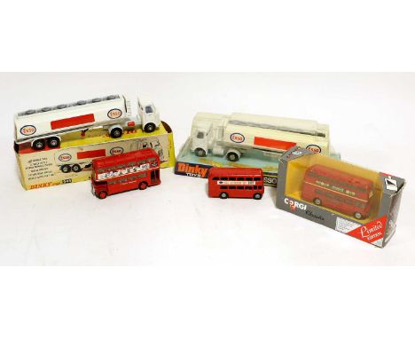 Dinky Two 945 AEC Esso Tankers both with 'Put A Tiger In Your Tank' decal (both G-E, card box F-G, blister box G-E) together 