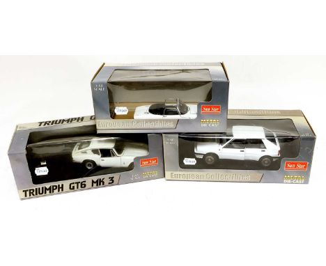 Sun Star 1:18 Scale Group 3101 Lancia Delta, Triumph GT6 and 4054 Lotus Elan (box lacks insert) (all E boxes G) (3)
