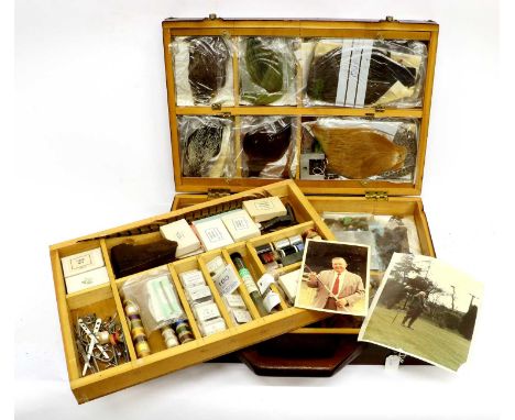 A Fly Dressers Case 22" x 15" and containing a large selection of fly-tying materials and tools. The item is believed to have