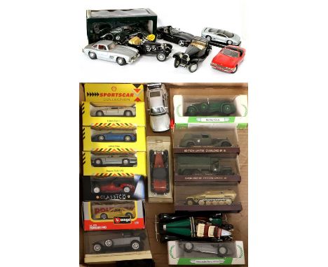 Auto Art Bentley Speed 8 (E box G) together with assorted other 1:18 scale and other models (generally G, a few boxed) (24)