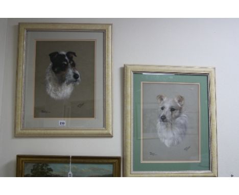 DOROTHY S HALLETT (fl.1913-1930), dog portrait studies Ricky and Tiny, pastel, both signed lower right, each approximately 36